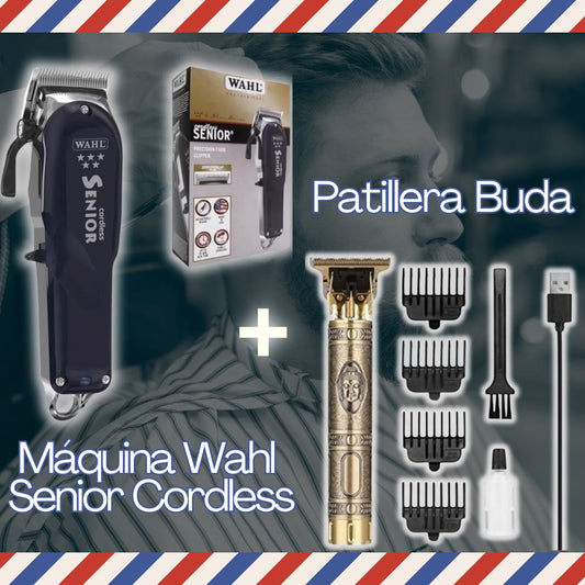 Máquina Peluquera Wahl Senior Cordless + Patillera Profesional Buda